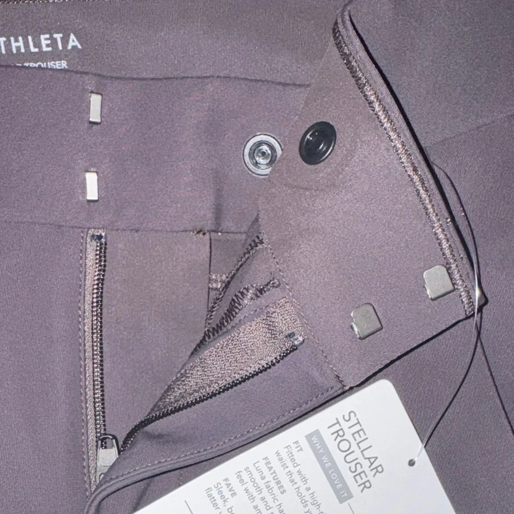 Athleta Women Brown Stellar Trouser High Rise Waist Luna Fabric Flattering Pants - Picture 6 of 7